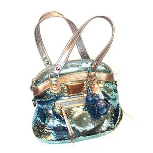 100% Authentic “Coach Poppy” Baby Blue sequined